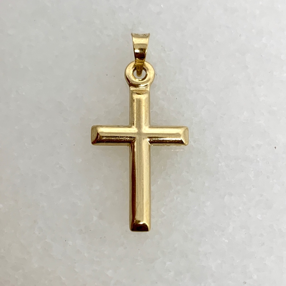 14K Gold 1" Diamond Cut Cross Pendant .45g - Picture 3 of 6